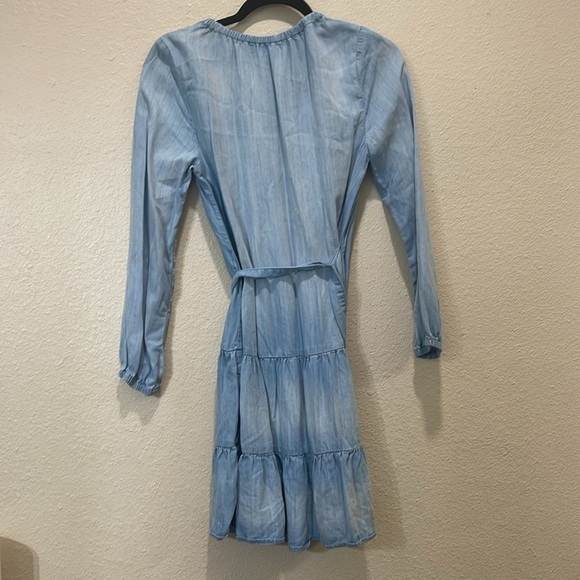 Cloth & Stone Gathered Tie Waist Ruffle Skirt Chambray Dress XS - Picture 7 of 11